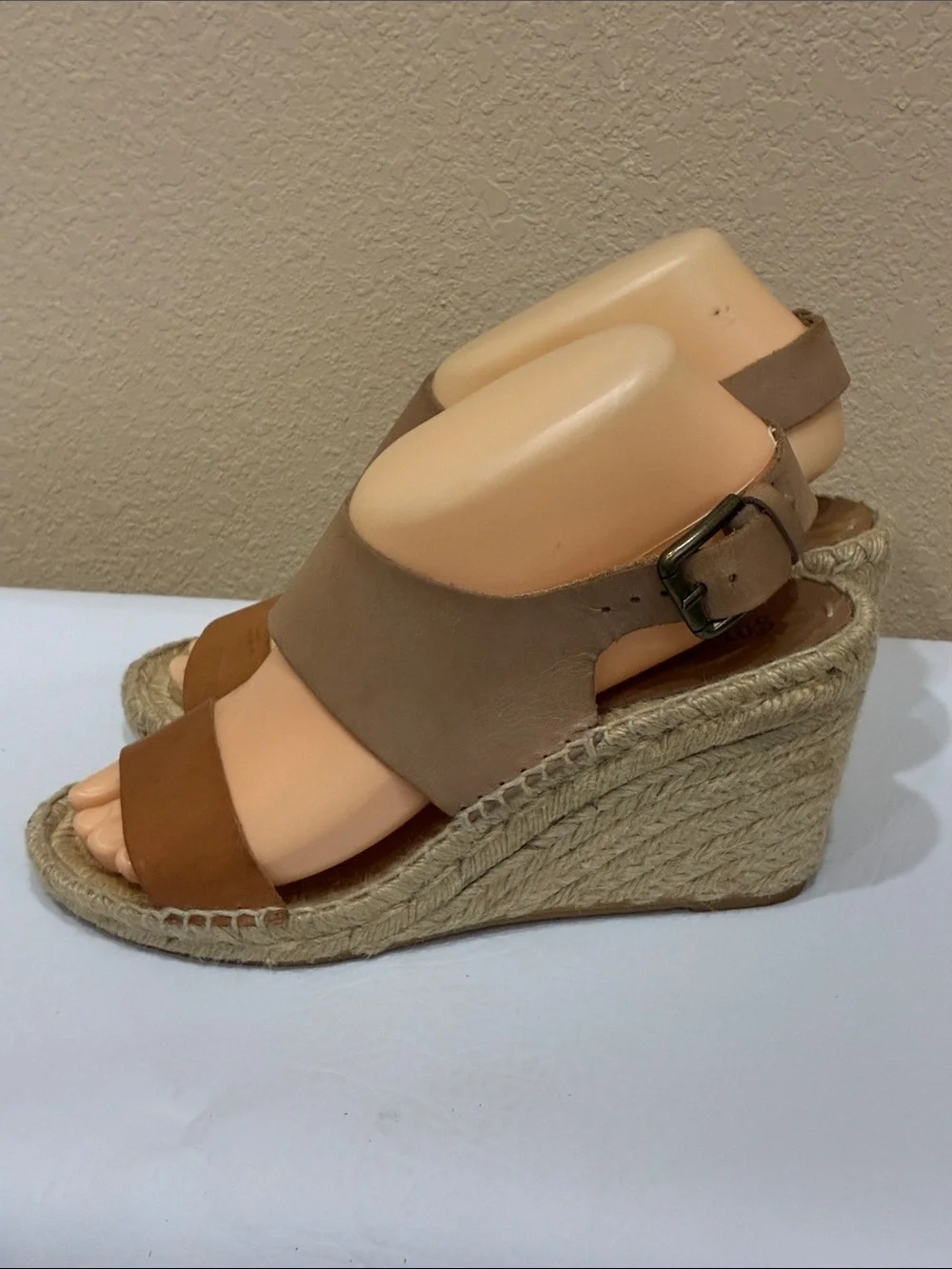 Soludos Two-Tone Brown Tan Espadrille Wedge Sandals
